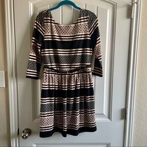 Love Reign Black and Pink Striped Midi Dress